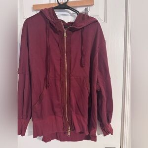 Women's Burgundy Zip Sweatshirt Hoodie